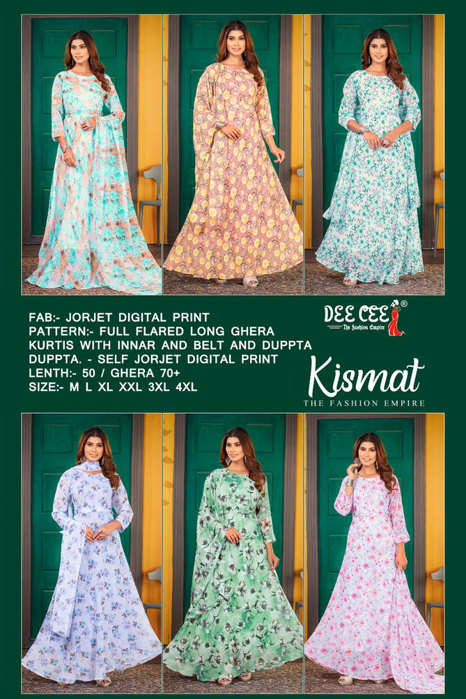 Kismat By Deecee Georgette Digital Printed Long Kurti With Dupatta Wholesale Price In Surat